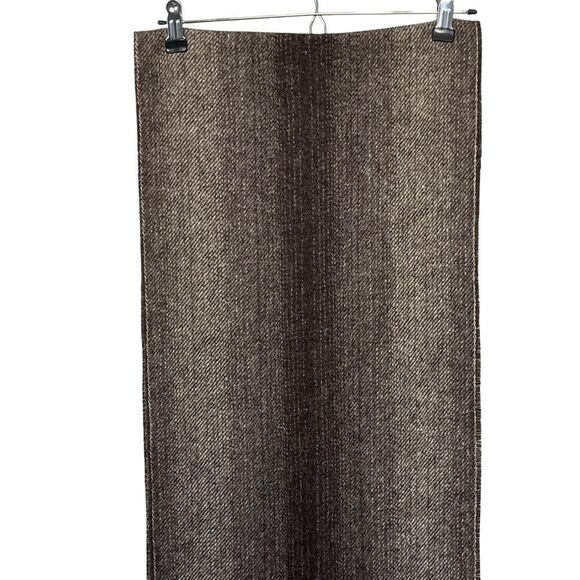 Vintage The Jacob Pure British Wool Scarf Wrap Brown Herringbone 14” x 60” - Picture 2 of 5